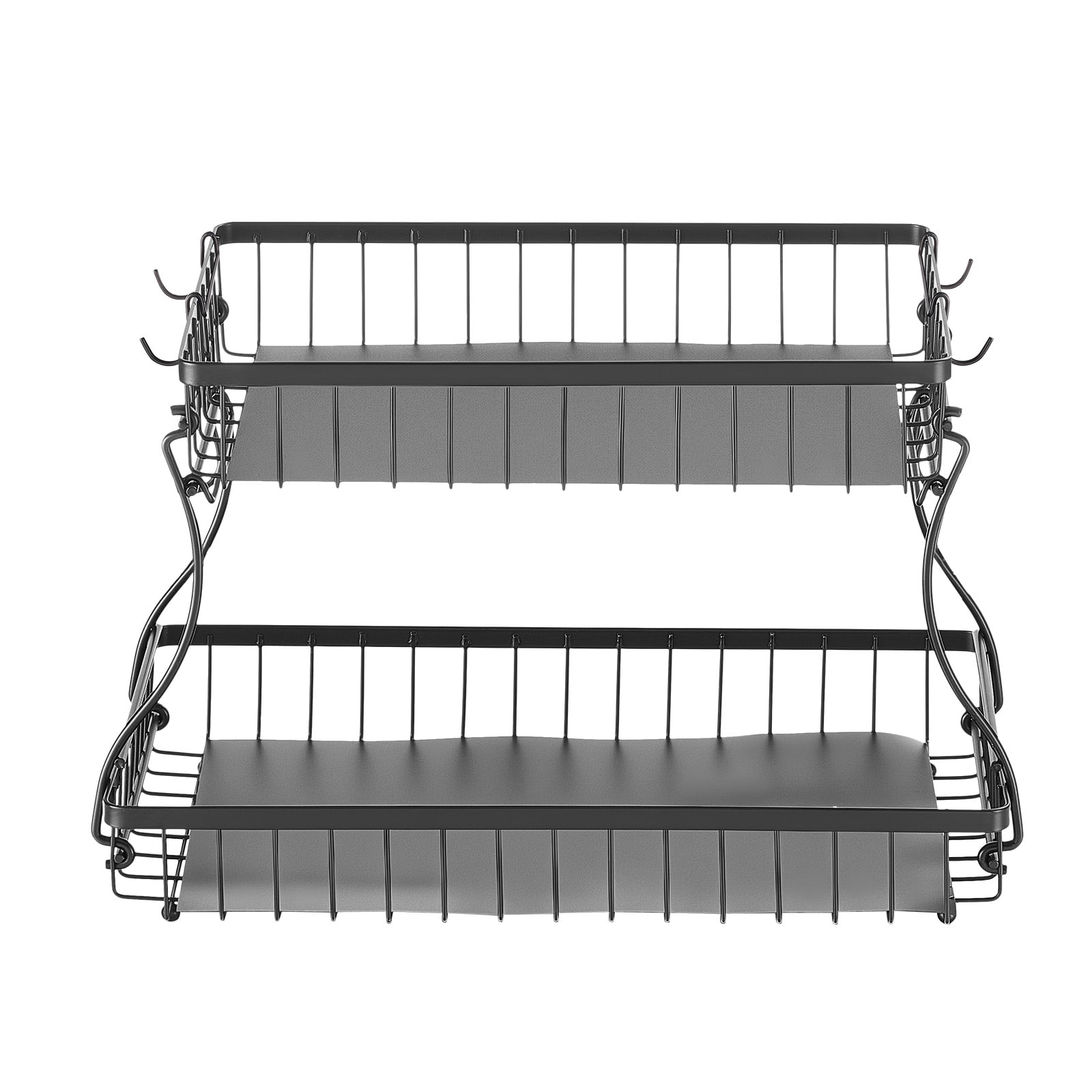 2 Tier Fruit Basket Stand With Banana Hanger For Kitchen Worktop_voghion.com